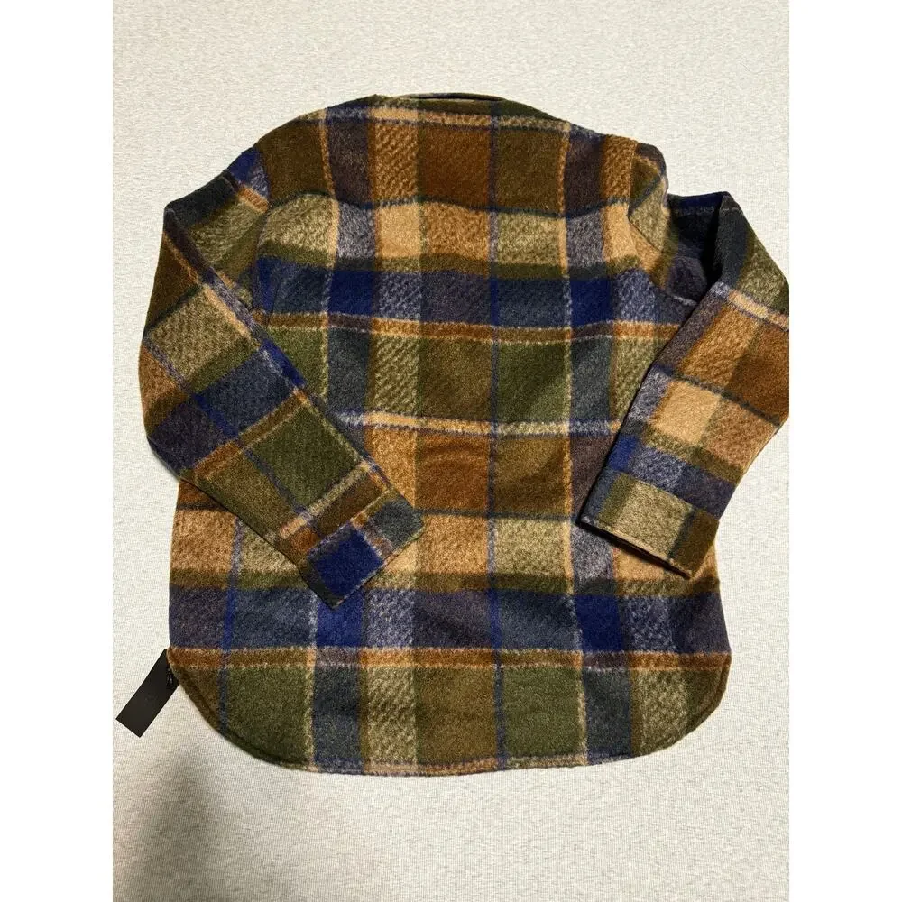 BlankNYC Hit The Trail Shacket Flannel Brown Green Navy Sz M - Picture 12 of 12